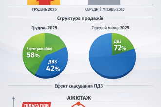 Рекорд продажів нових авто в Україні у 2025 році: електромобілі, BYD і ефект скасування ПДВ